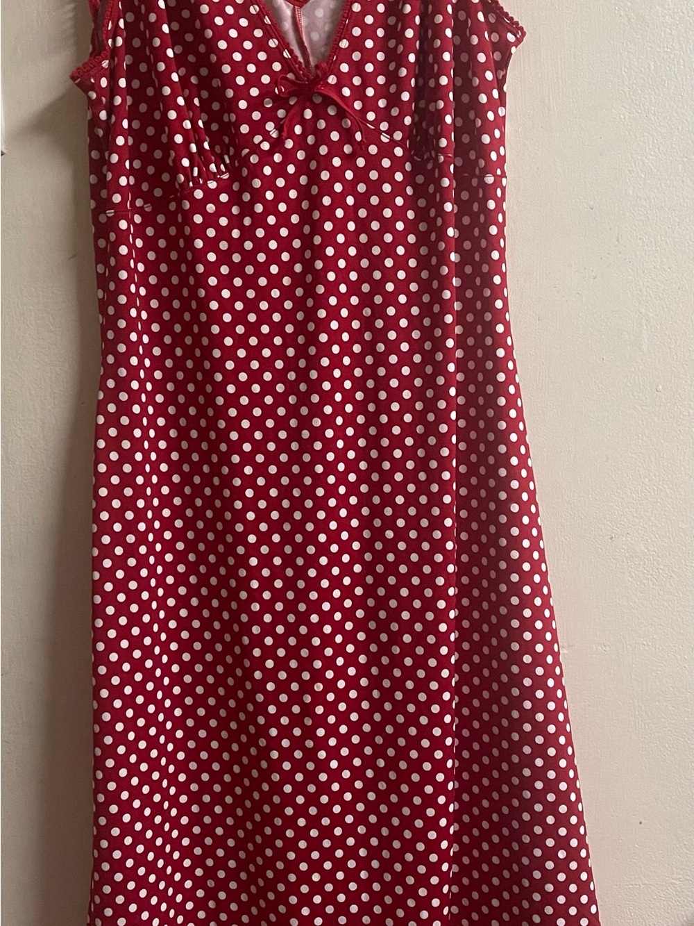 Pinup Couture Red Maxi Skirt with White Polka Dots